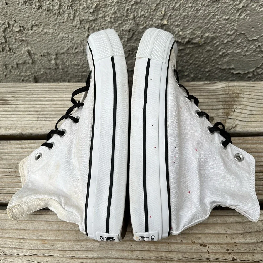 CONVERSE Shoes Women Size 8 CTAS LIFT HI Platform White Canvas Sneakers